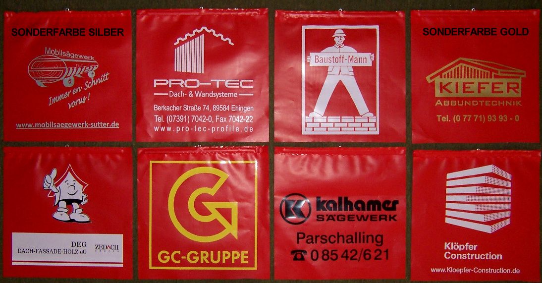 rote Warnflagge 1-seitig individuell bedruckt, 300 x 300 mm, Kunststoff,  Befestigungsöse, Jetzt online kaufen